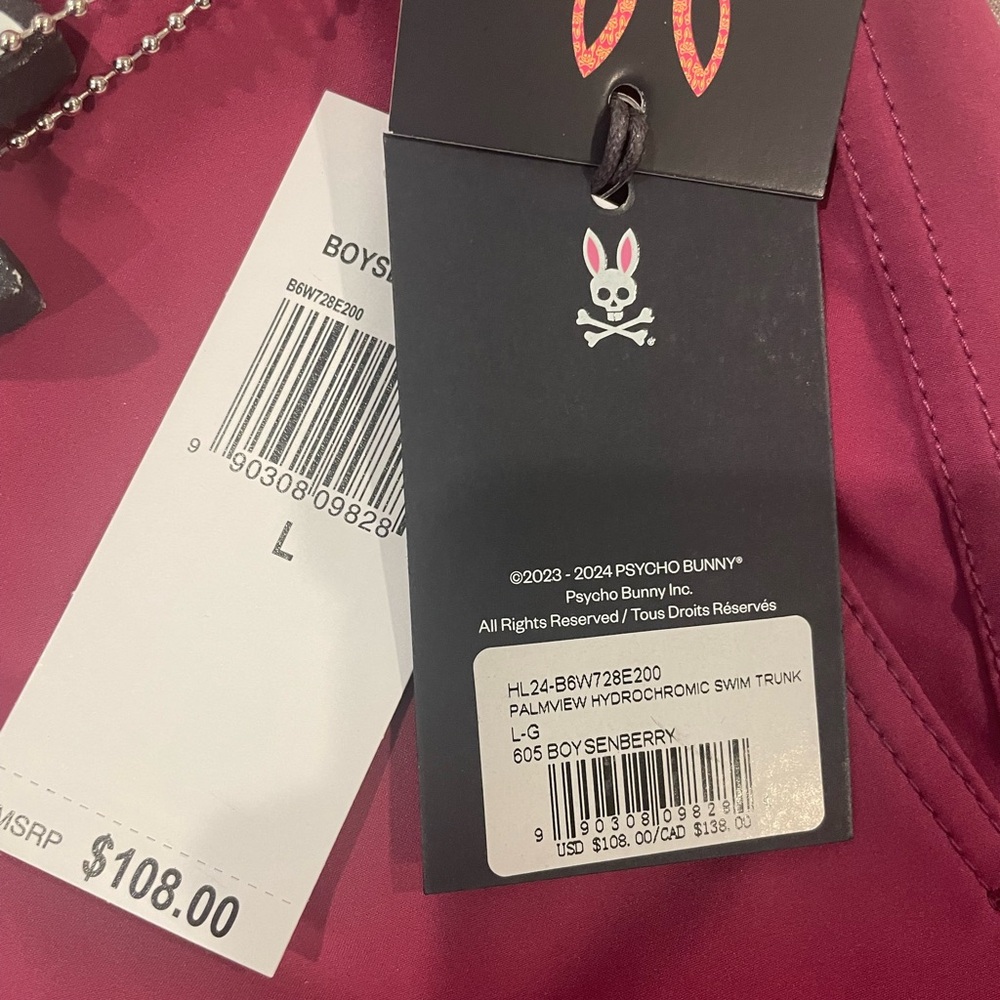 NWT Mens Psycho Bunny Swim Trunks Large - Picture 2 of 3